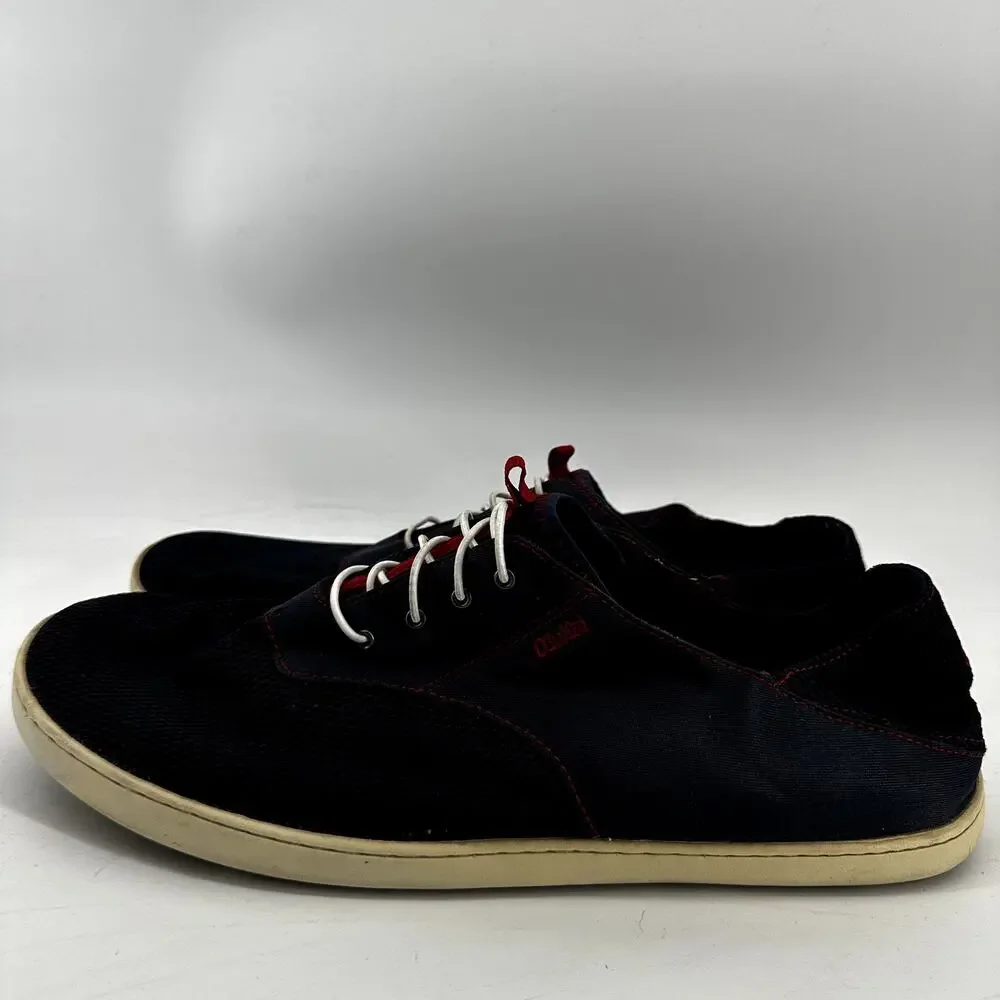 OluKai Nohea Moku No Tie Boat Shoes Slip On Flat Quick Dry Navy Red 14